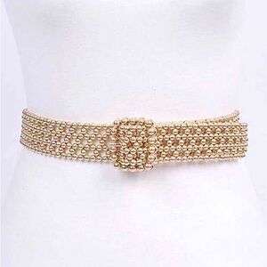 Metallic Gold Beaded Statement Belt